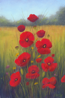 'A Family Of Poppies' Tutorial ** Soft Pastel Time 2 Hrs 45 Min
