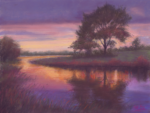 'Sunset River' Original Artwork - Size: 9x12"