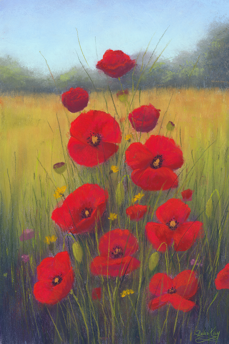 'A Family of Poppies' Original Artwork - Size: 12x8