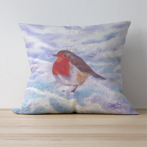 'Little Robin Redbreast' Double Sided Design Cushion