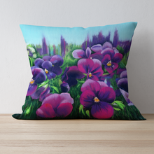 Load image into Gallery viewer, &#39;Pretty Pansies&#39; Double Sided Design Cushion
