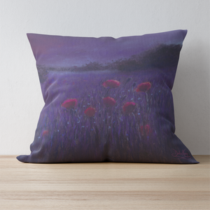 'Moonlit Poppies' Double Sided Design Cushion