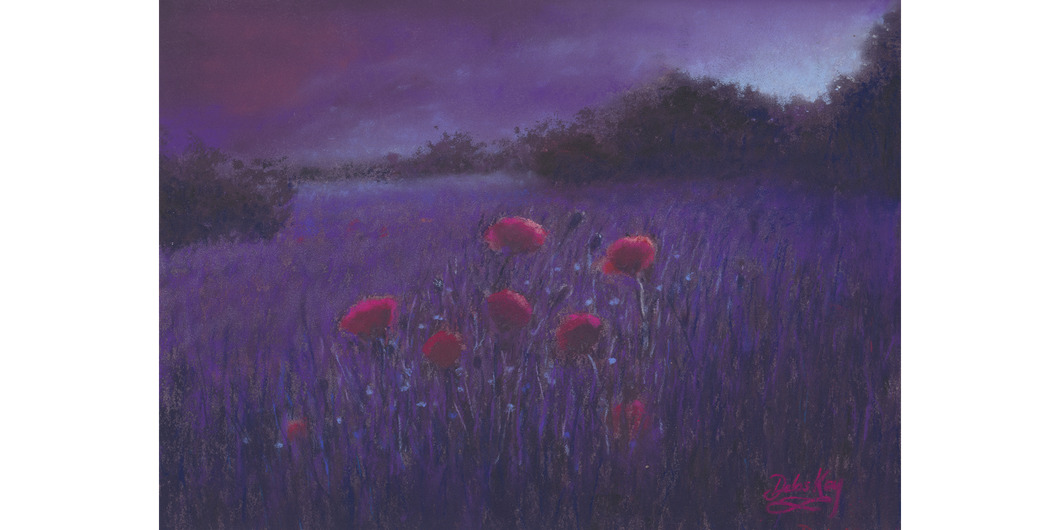 'Moonlit Poppies' Original Artwork - Size: 5x7