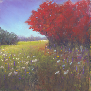 'Red Tree Meadow' Original Artwork - Size: 12x12"
