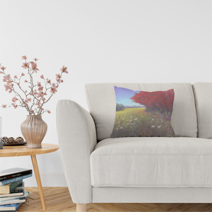 'Red Tree Meadow' Double Sided Design Cushion