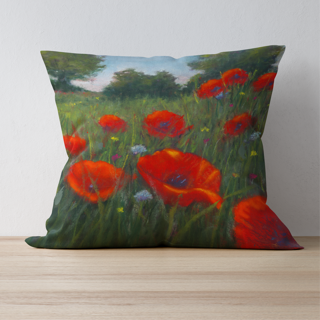 'Wild Poppies' Double Sided Design Cushion