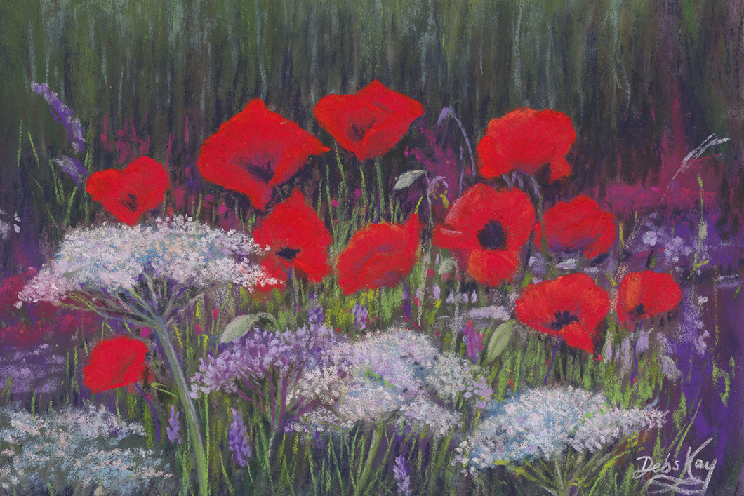'Wild Flowers & Poppies' Original Artwork - Size: 4x6