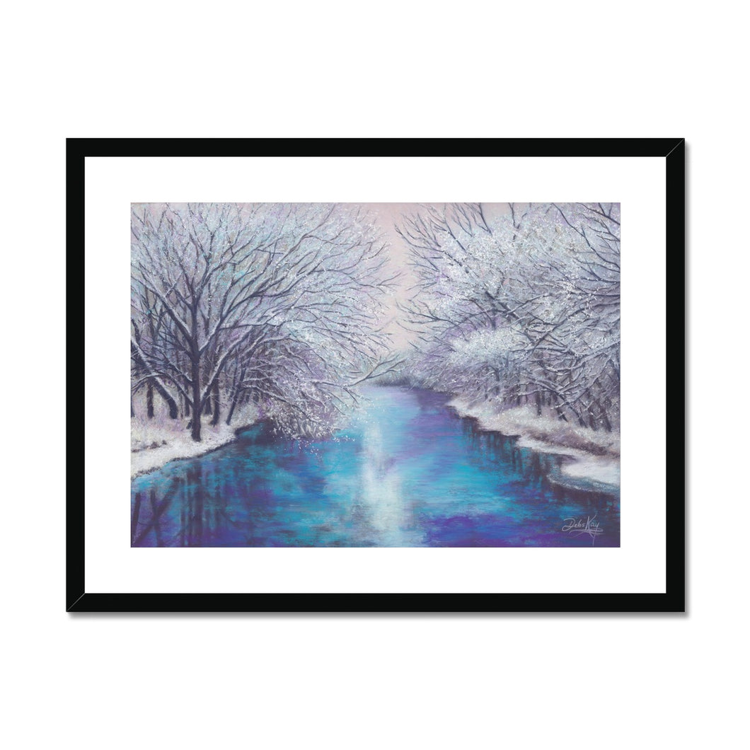 'Winter Riverview' Framed & Mounted Print