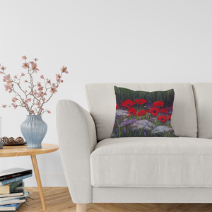 'Wild Flowers & Poppies' Double Sided Design Cushion