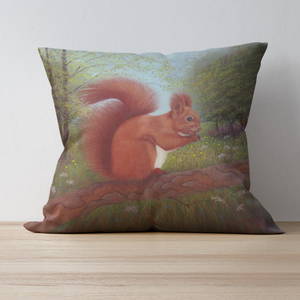 'Little Red Squirrel' Double Sided Design Cushion