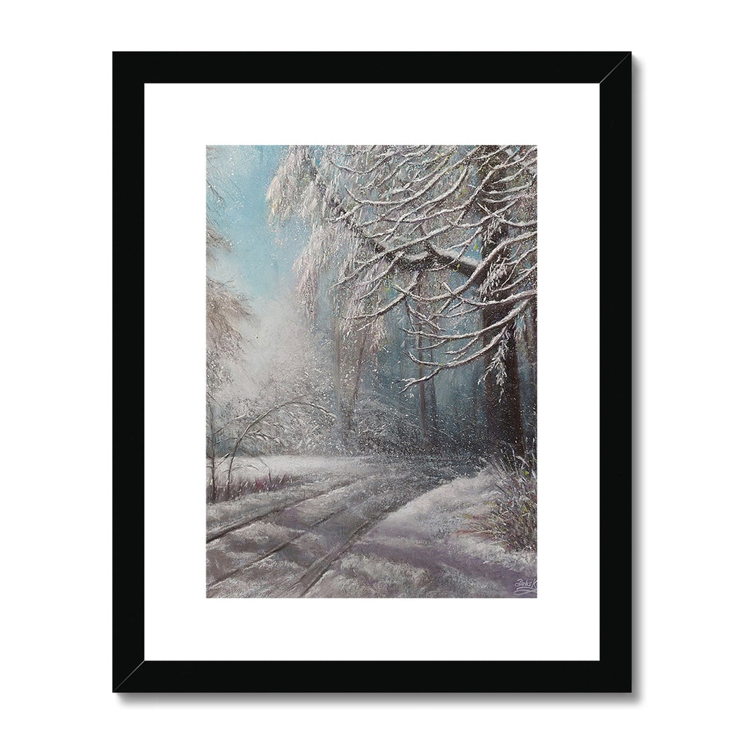 'Forest Snowfall' Framed & Mounted Print